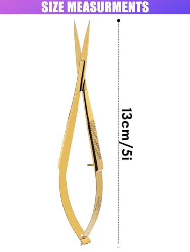 Cross Edge 5 Inch Straight Tip Spring Scissors, Gold - color: Cec-ss-02
