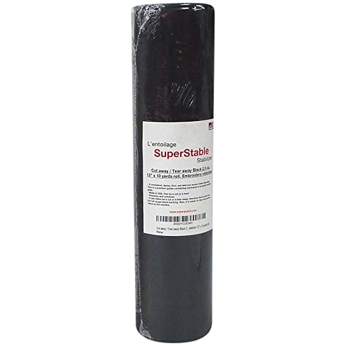 Superpunch Cutaway Embroidery Stabilizer, 2.5 oz, Black, 12 in x 10 yd - color: Black, size: 12" x 10 yards roll