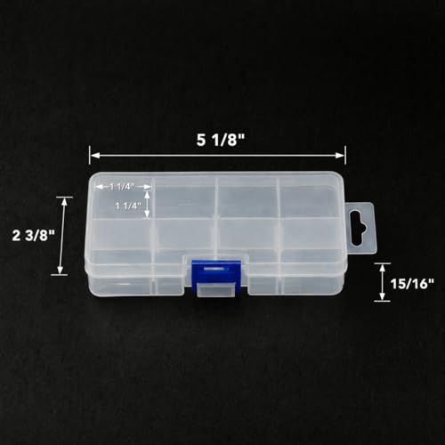 ELEMENT 115 25-Pack Small Plastic Storage Box Case Container with 8 Grid Dividers 2.45" x 5.2" x .97" for Beads, Tackle Box, Fishing Hooks, Bobs, Buttons, Jewelry Grid Size: 1.25" x 1.2" Party Favors