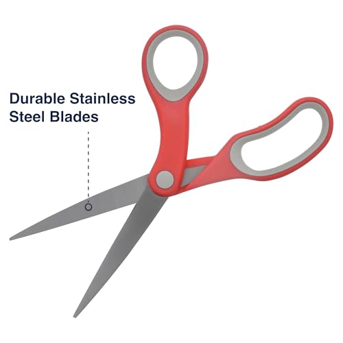 Westcott Craft & Fabric Scissors Set for Office, Home and Classroom, 8-Inch / 5-Inch / 3-Inch, Red/Gray, 3 Pack - size: Multi