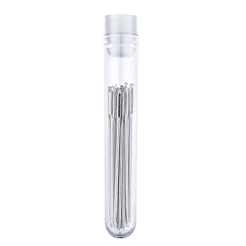 Large-Eye Stitching Needles for Leather Projects with Clear Bottle, 20 Pack - size: 5.2 cm