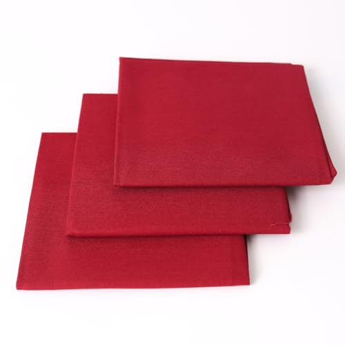 3 Pieces 18 x 21 Inches Cotton Fabric Precut Quilting Fabric Bundles Solid Colors Layer Cakes Quilt Material for DIY Craft Sewing Embroidery (Burgundy) - color: Burgundy