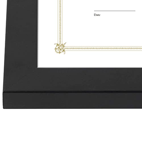 Golden State Art 8.5x11 Black Aluminum Certificate Frame Real Glass Front - color: Black (No Mat)
