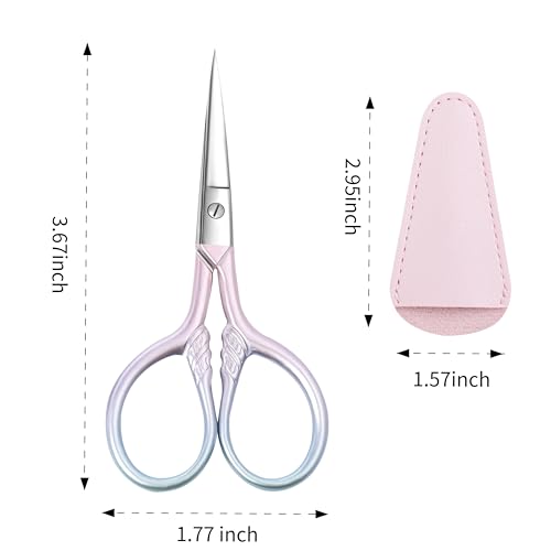 2 Pcs Eyebrow Scissors, 3.5 Inch Pink Stainless Steel Straight Tip - color: Pink