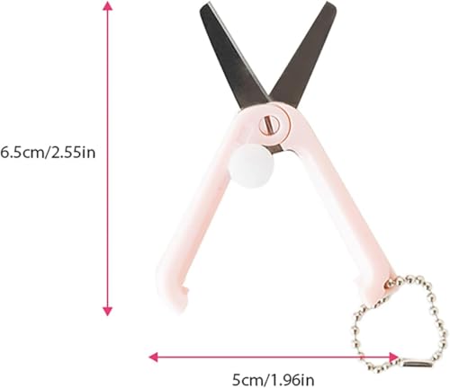 Mini Scissors with Key Chain Mini Telescopic Small Foldable Scissors Portable Safe Pocket Travel Scissors Retractable Kids Shears Sharp Cutting Tools for Cutting, Scrapbooking (Pink) - color: Pink