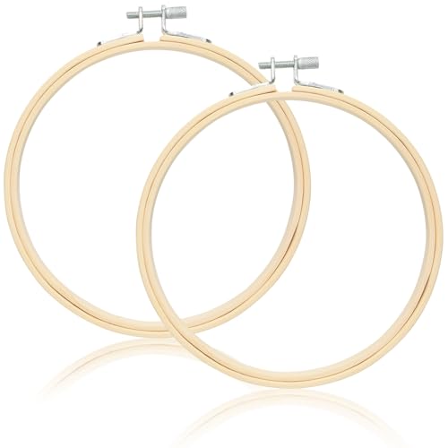 2 Pack Embroidery Hoops, 6 Inch Round Embroidery Hoops, Natural Wood Cross Stitch Hoop with Adjustable Screw for Friendly Embroidery, Cross Stitch, Craft & Beginner, and DIY Decoration - style: 6 Inch