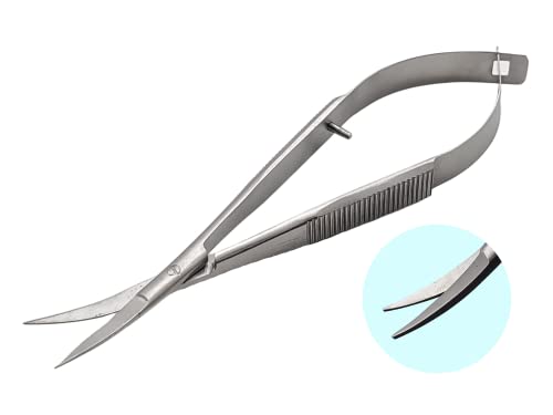 ARTMAN INSTRUMENTS Micro Scissors 4.5” Curved – Spring Action Precision Squeeze Scissors for Embroidery, Sewing, Crafts, Eyebrow Trimming & Stitch Cutting