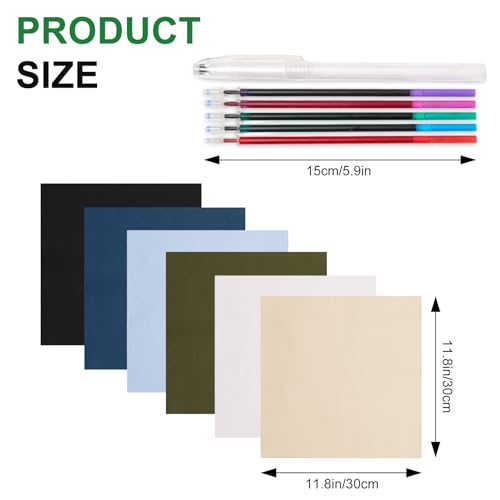 KEPYDRMTF Embroidery Fabric Kit with Water-Soluble Pens - 24pcs (6 Cotton Fabric Squares 11.8"x11.8" + 6 Colored Pens) | for Embroidery Projects, Upholstery Decoration & DIY Crafts (12 PCS) - size: 12 PCS