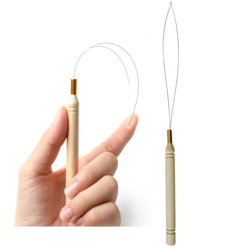 6 Pcs Hair Extension Loop Needle Threader Wire Pulling Hook Tool Micro Rings Nano Beads Device Tool for Silicone Microlink Fusion Hair Feathers Extensions (6Pcs) - size: 6Pcs