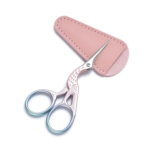 3.6" Sewing Embroidery Scissors with Artificial Leather Cover(Pink) - color: Pink