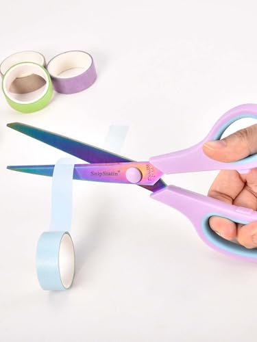 8.5" Multipurpose Office Scissors Heavy Duty, Titanium Coating Sharp Blades, Ergonomic Semi-Soft Rubber Grip, Scissors All Purpose for Sewing, School, Fabric, Art Craft Supplies, 3-Pack - size: 8.5"(Blue/Pink/Purple/3-Pack)