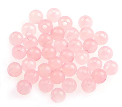 AD Beads Natural Gemstone 8mm Round Loose Beads Big Hole 2.5mm Sized 40pcs (Rose Quartz) - color: Rose Quartz