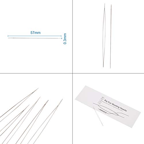 Craftdady 10Pcs Big Eye Beading Needles 2.24-Inch Stainless Steel Collapsible Embroidery Sewing Needles for Jewelry Making - color: Stainless Steel Color, 2.24"