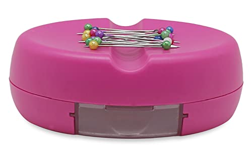 YEQIN Magnetic Sewing Pincushion with 15 Plastic Head Pins, Magnetic Pins Holder for Sewing Quilting, Pins, Paper Clips, Screws (Rose Red) - color: Rose Red