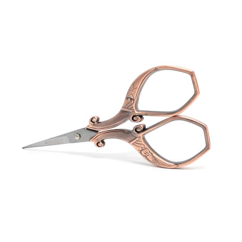 yueton Vintage Plumage Corner Angle Handle Needlework Embroidery Scissors (Copper)