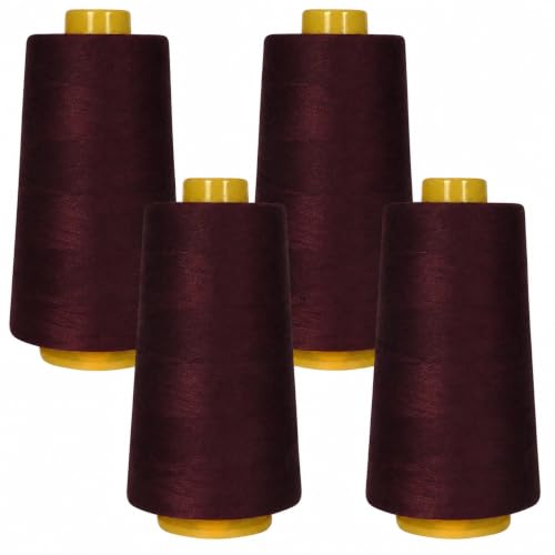 Superpunch SuperSew Thread, 4 Cones of 3000 m, Pack of 4, Burgundy 1696 - color: Burgundy 1696