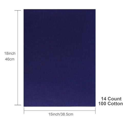 Aida Cloth 14 Count Cross Stitch Fabric,15×18inch,Rolled,3Pcs (14CT,Dark Blue) - color: Dark Blue, size: 14CT
