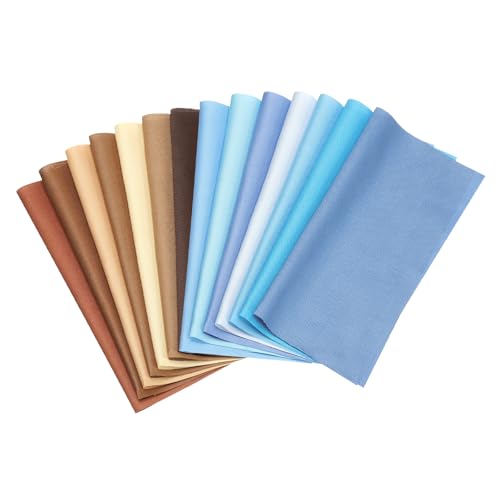PATIKIL Cotton Fabric Bundles, 14 Pcs 4 x 4 Inch Fat Quarter Solid Color Precut Fabric Squares for Sewing Patchwork Quilting DIY, Coffee Blue - color: Coffee Blue, size: 4 x 4 Inch