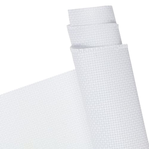 Essentials By Leisure Arts Aida Cloth, 14 Count, White, 12pc, Bulk, Cross Stitch Fabric, Embroidery Fabric, Cross Stitch Supplies for Crafting, Stitching, and Sewing Projects 15X18 - color: White