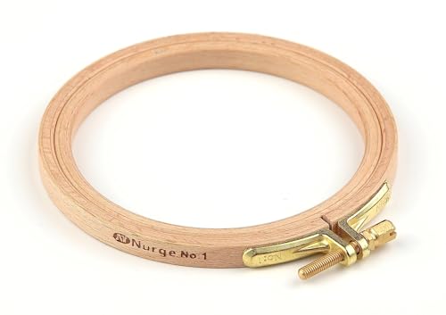 Nurge 3 Pcs 4 Inch Premium Beech Wood Gold Clasp Embroidery Hoop 8mm/0.3" Thickness (100mm = 3.93" ~ Approx 4") - style: 3 Pcs * 4"