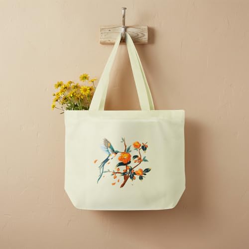 ERKOON Canvas Tote Bag Embroidery Kit for Beginners, Floral Arts Crafts Cross Stitch Kits for Adults Including Stamped Embroidery Bag with Hoops, Needle, Instruction and Color Threads (Hummingbird) - color: Hummingbird-White