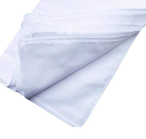 MileyMarla Ladies Embroidery Cotton White Handkerchiefs Lace Wedding Hankies - color: E-25pcs