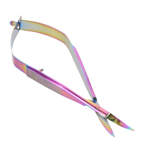 4.7Inch Embroidery Sewing Scissors,Titanium Spring Action Scissor,Curved Scissors Thread Snips Micro Tip Scissors Stainless Steel Cutting