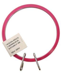 Colonial Needle 5" Spring Tension Embroidery Hoop - Pink Plastic Round Hoop