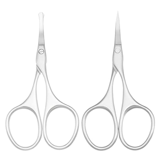 Multicolor Professional Grooming Scissors for Facial Hair Removal - color: Curved Silver Set
