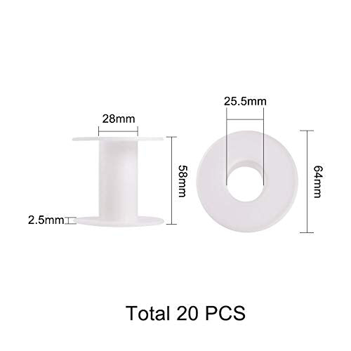 PH PandaHall 20pcs Empty Plastic Spools, 2 Inch Ribbon Spool White Wire Spools Thread String Bobbin Weaving Bobbins Craft Spools for Embroidery Thread, Yarn, Ribbon, Crafts and Sewing