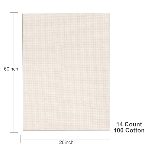 Aida Cloth 14 Count Cross Stitch Fabric,20×60inch (14CT,Ivory) - color: Ivory, size: 14CT