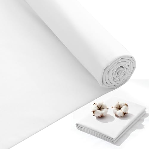KUUP 100% Cotton Fabric by the Yard, 44" x 5 Yard White Muslin Fabric Cloth - color: White, size: 44-5 Yards