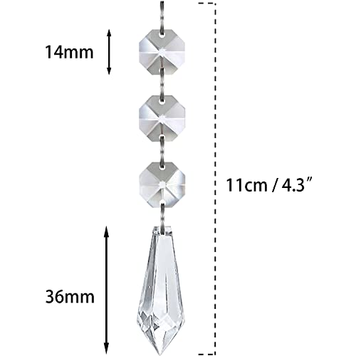 Jishi 30pk Crystal Ornaments for Christmas Tree Decorations, Acrylic Hanging Crystals for Centerpieces Home Decor, Clear Plastic Icicle Prism Drop Pendant w/Crystal Beads for Chandelier Party Supplies - style: Icicle
