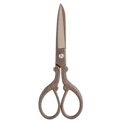 Stainless Steel Rounded Vintage Scissors In Tea Titanium For Sewing Embroidery And Craft Detail