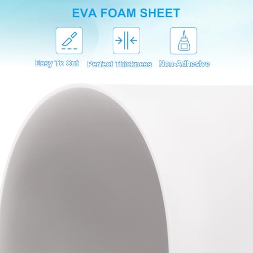 PATIKIL EVA Foam Sheet 10Pcs 12x8 Inch 2mm Thick White - color: White
