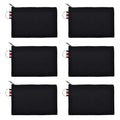 Aspire 6-Pack Canvas Makeup Bags with Zipper and Metal Ring, 6 x 4 Inch - color: Black Bag