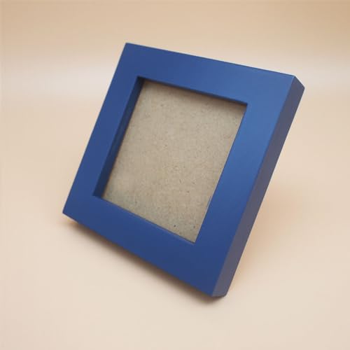 3x3 Picture Frame Solid Wood,Blue. Table Top or Wall Mount Photo Frames with Plastic Glass for 3x3 Inches Pictures, Modern Home Office Decor - color: Blue, size: 3x3