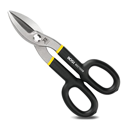 8" Straight Pattern Tin Snips Metal Cutters, High Strength Forged - size: 8 Inch