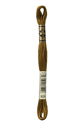 DMC 117-829 6 Strand Embroidery Cotton Floss, Very Dark Golden Olive, 8.7-Yard