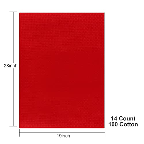 Aida Cloth 14 Count Cross Stitch Fabric,19×28inch (14CT, Red) - color: Red, size: 14CT