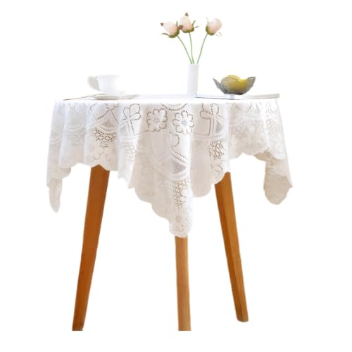 Square lace Tablecloth 35 X 35 Inch， Off White Lace Tablecloths, Elegant Floral Crochet Table Cover, Hollow Out Sheer Lace Table Topper for Coffee Table, End Table, Home Wedding Party Decor - size: 35" x 35" (Square)