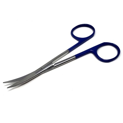 Premium Iris Scissors Micro Dissecting Scissors Curved 4.5" with Fine Sharp Blades Made of Stainless Steel Medical Surgical Tools (Blue Handle) - color: Blue Handle