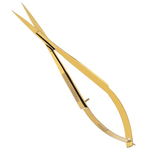 Cross Edge 5 Inch Straight Tip Spring Scissors, Gold - color: Cec-ss-02