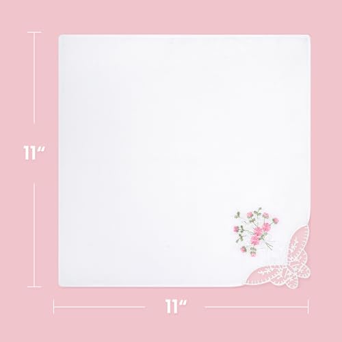 Selected Hanky Women's Cotton Handkerchiefs, Ladies Hankies, Pink Floral - color: Pink Floral