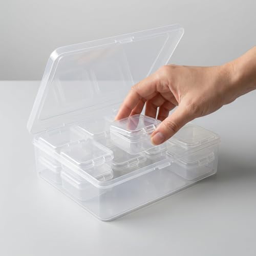 Bead Organizer Box,Mini Clear Plastic Storage Containers Boxes for Bracelet Making DIY Jewelry Craft Nail beads and smll items (white) - color: white