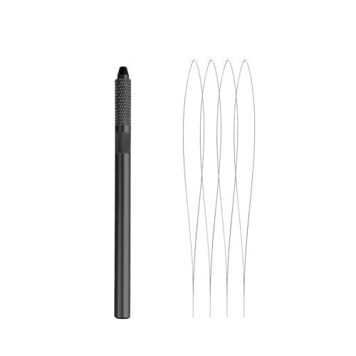 Hair Extension Loop Needle Threader and Pulling Hook for Micro Beads - Styling Tool Kit for Feathers Hair Extensions, 2 Black