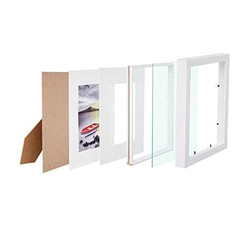 Muzilife 8x10 Shadow Box 3D Picture Frame with Mat, Wood, 1 Pack, White - color: 1pcs 8x10-white