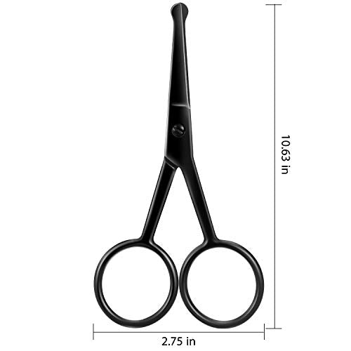 Mudder 3 Pcs Nose Hair Scissors Facial Hair Rounded Tip Scissors, Black - color: Black