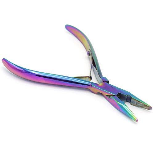 Professional Hair Extension & Beading Tool Kit Remove Plier Set for beads (4 Piece) I-Link Micro Ring Loop Needle Pulling Hook Threader Wire for Silicone Rings (Multi) - color: Multi