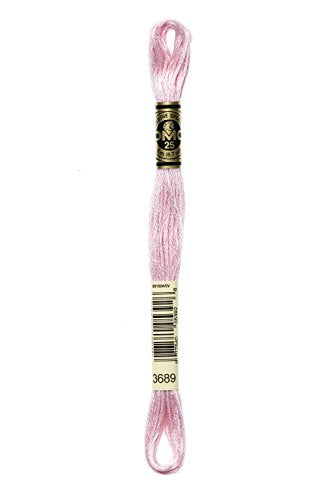 DMC 117-3689 Mouline Stranded Cotton Six Strand Embroidery Floss Thread, Light Mauve, 8.7-Yard